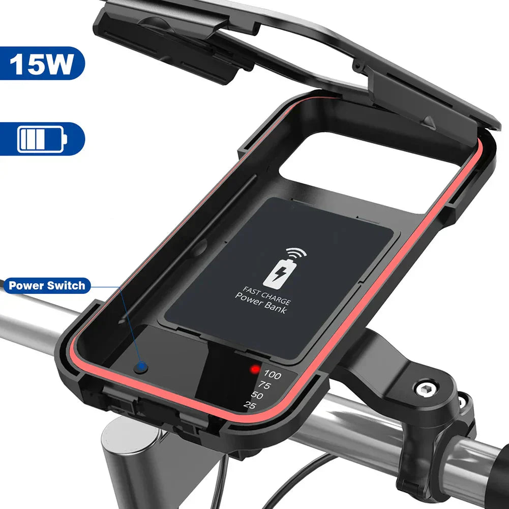 Waterproof 15W Power Bank For Bike Bar Phone Mount