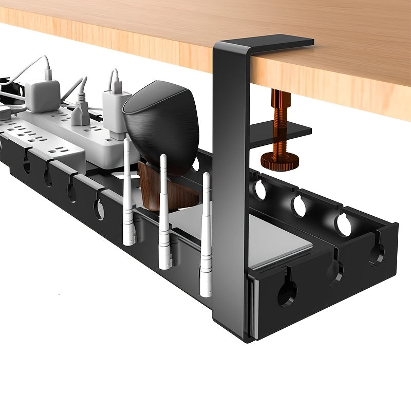 Organisateur de câbles anti-enchevêtrement pour sous le bureau avec sangle réglable et clips