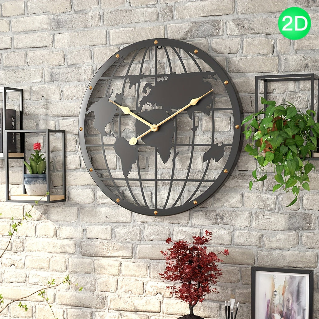 Ceas decorativ Ironluxe 40 cm din metal pentru perete 2D, model ajurat, pentru casă