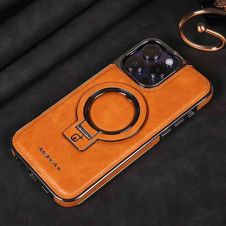 Pouzdro LuxeLeather na iPhone s kovovým stojánkem pro každodenní použití