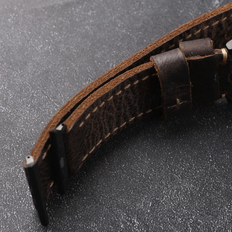 Heritage Hide handgefertigtes Rindslederarmband aus erstem Narbenleder für die Apple Watch