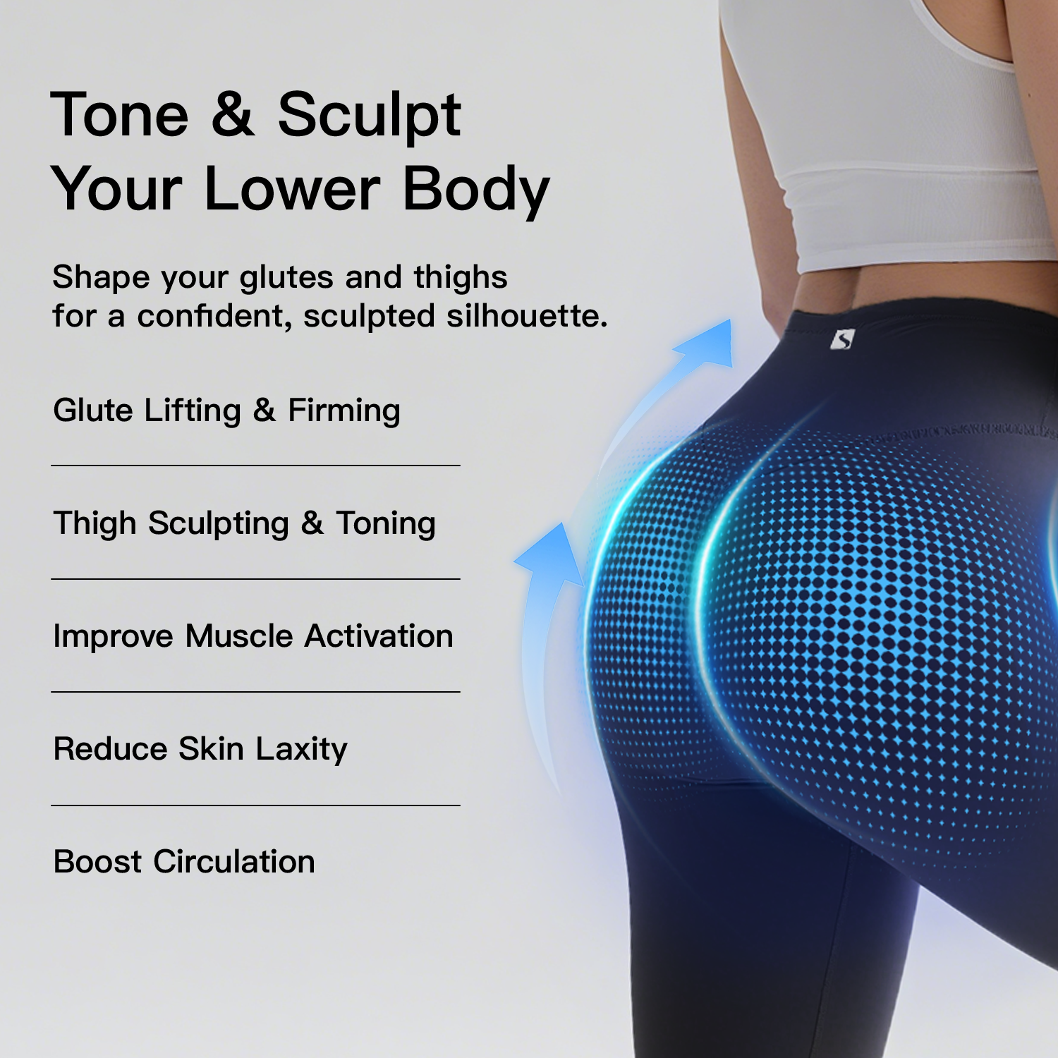 Mindennapi leggings EMS-sel a jobb alsótest formálásáért és állítható intenzitással
