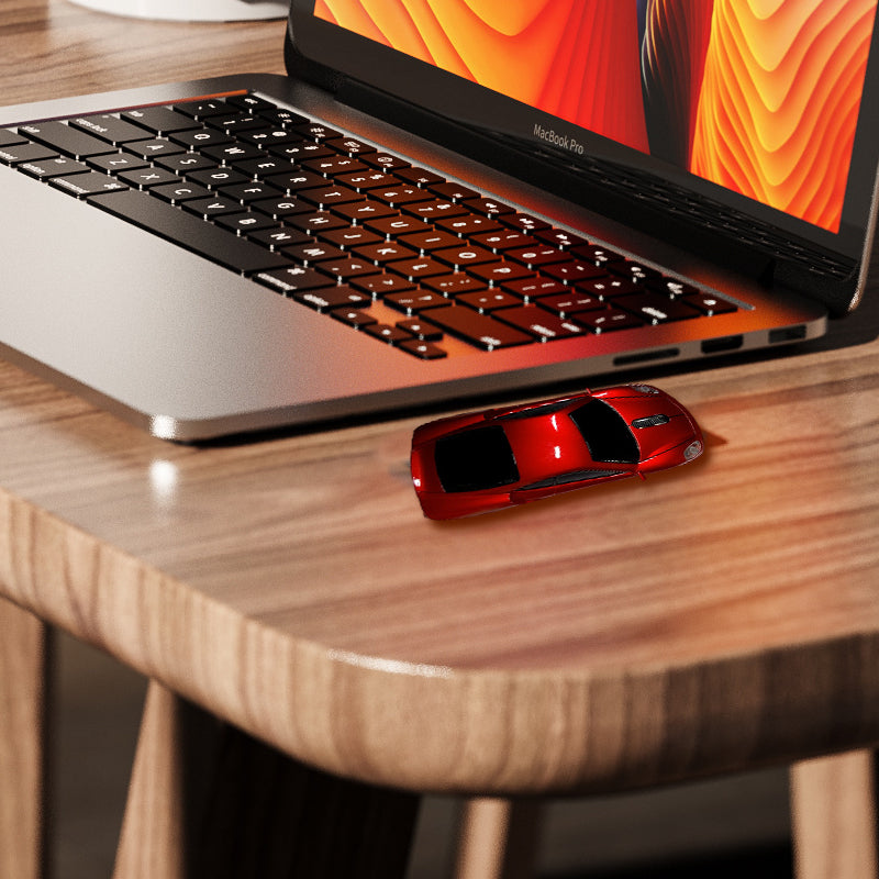 Bezdrátová myš ve tvaru auta se sportovním designem a ergonomickým úchopem