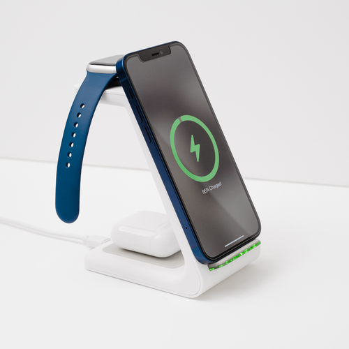 قاعدة شحن لاسلكي سريعة 3 في 1 لأجهزة Apple وSamsung والساعة وAirPods | Atiets
