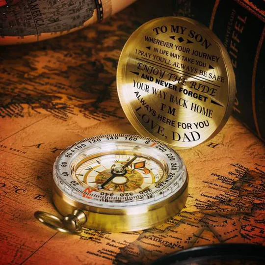 Dad And Son Engraved Compass Keepsake Across Generations
