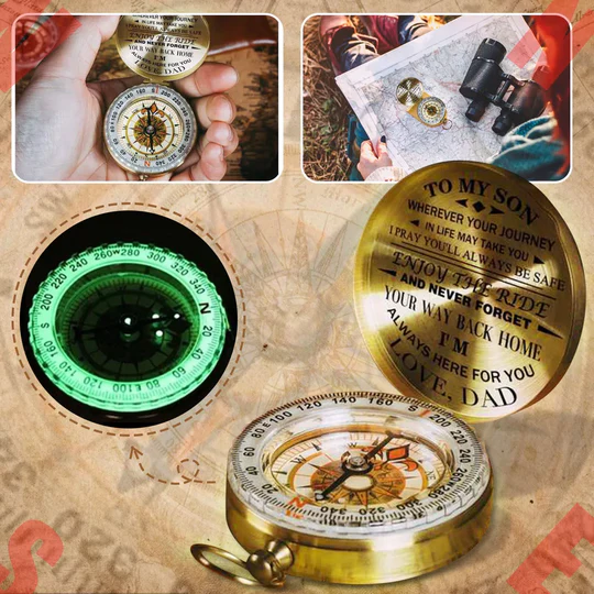 Dad And Son Engraved Compass Keepsake Across Generations