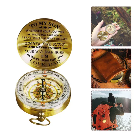 Dad And Son Engraved Compass Keepsake Across Generations
