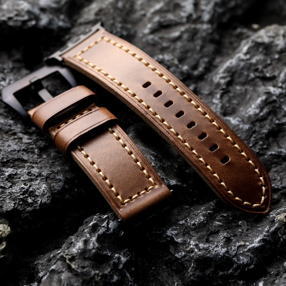 Nova Vintage Brown Premium Leather Strap For Apple Watch