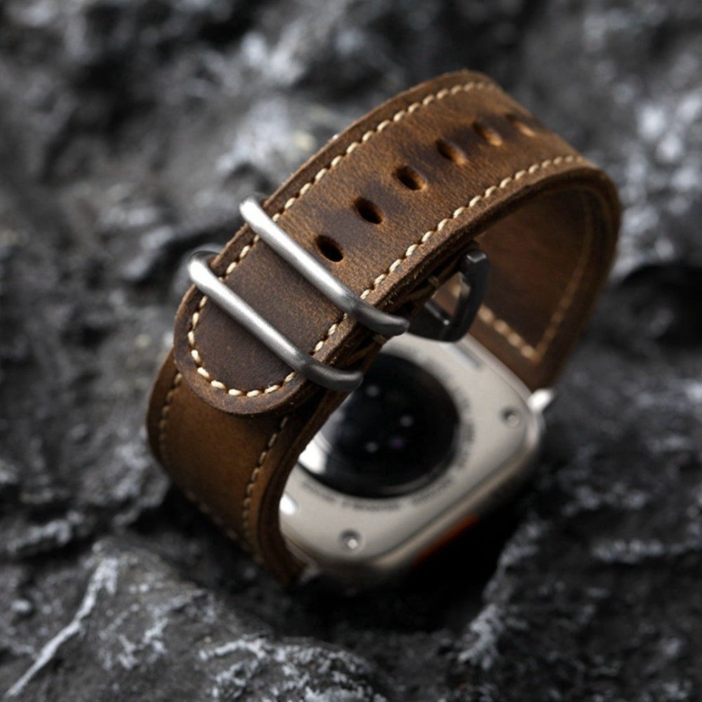 LuxeAnchor Handmade Vintage Leather Strap For Apple Watch