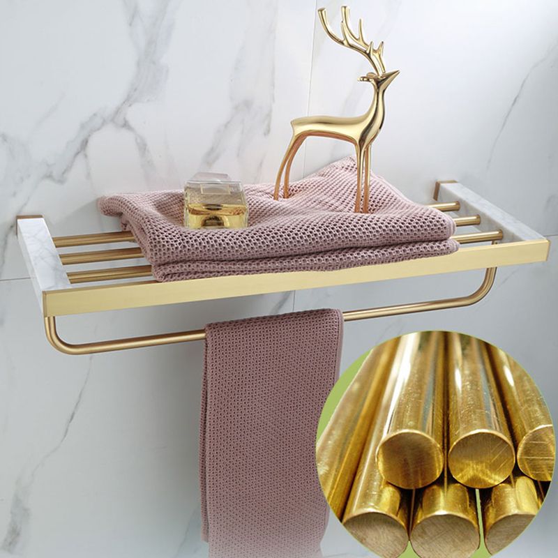 Polished Brass Bath Accessory Set With Marble Hardware For Coordinated Decor