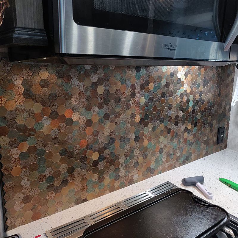 Self-Adhesive Metal Mosaic Tiles With Hexagon Pattern And Subway Styles