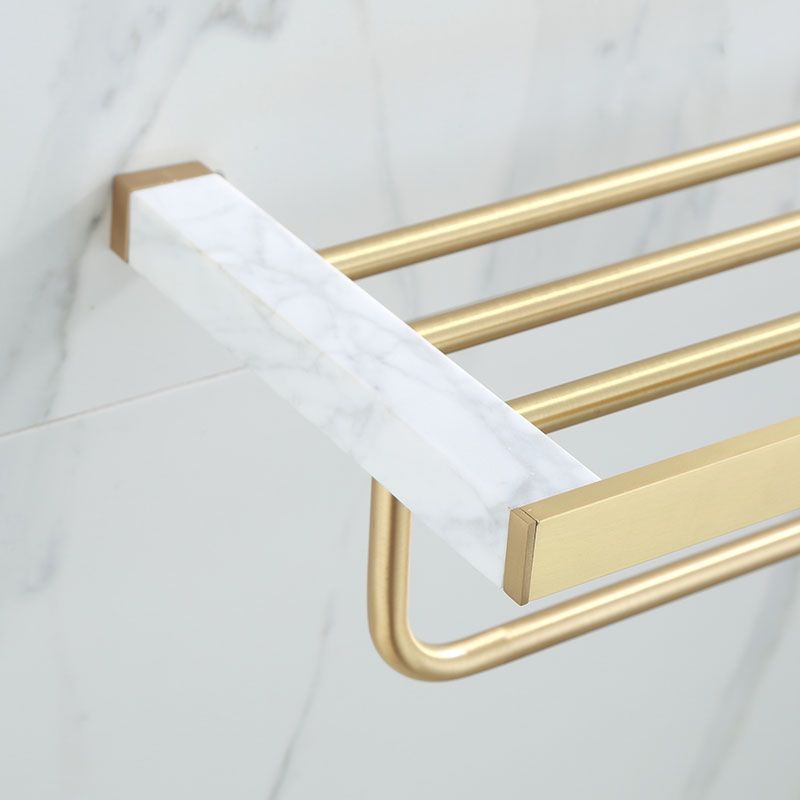Polished Brass Bath Accessory Set With Marble Hardware For Coordinated Decor