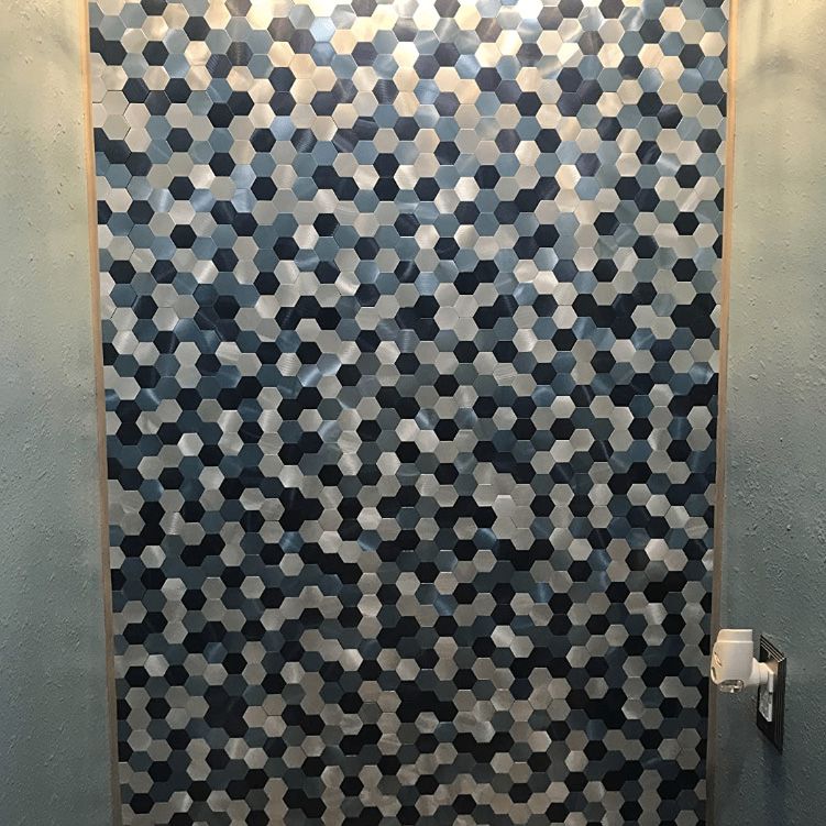 Self-Adhesive Metal Mosaic Tiles With Hexagon Pattern And Subway Styles