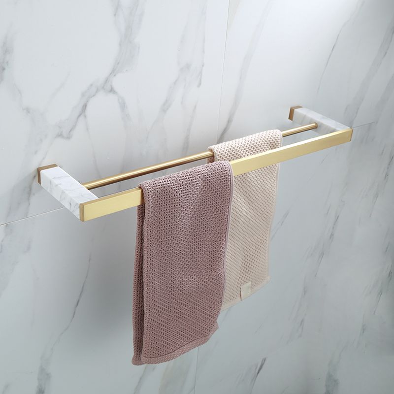 Polished Brass Bath Accessory Set With Marble Hardware For Coordinated Decor