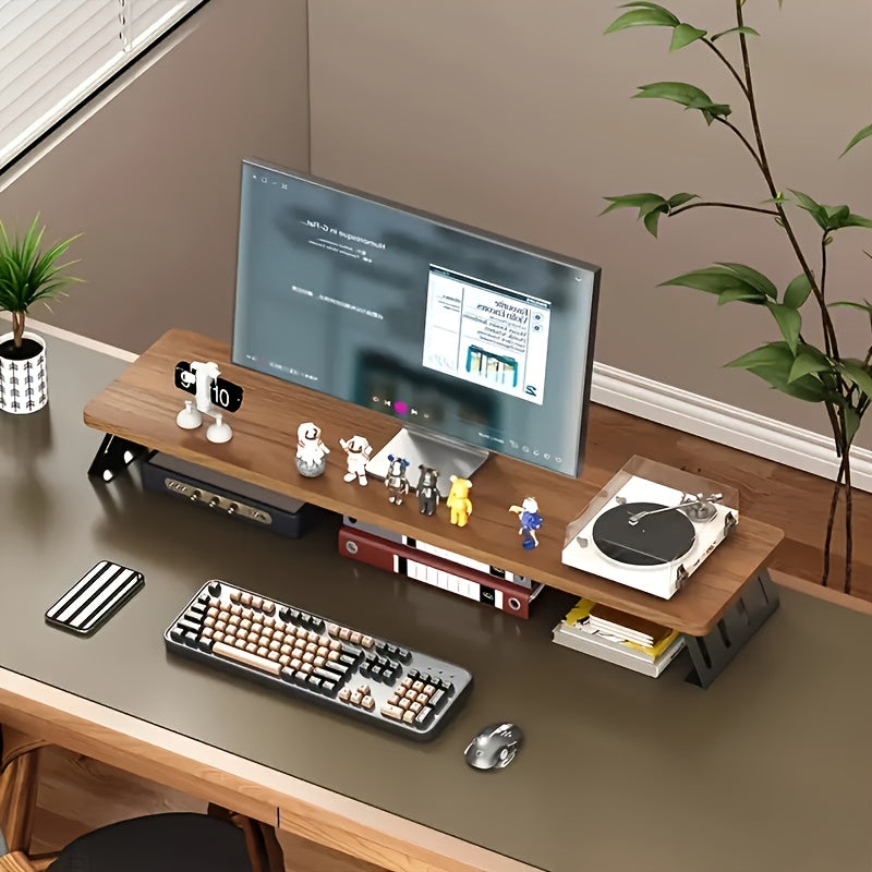 PosturePro スペース節約型木製モニター台 ホームオフィスとノートパソコン用