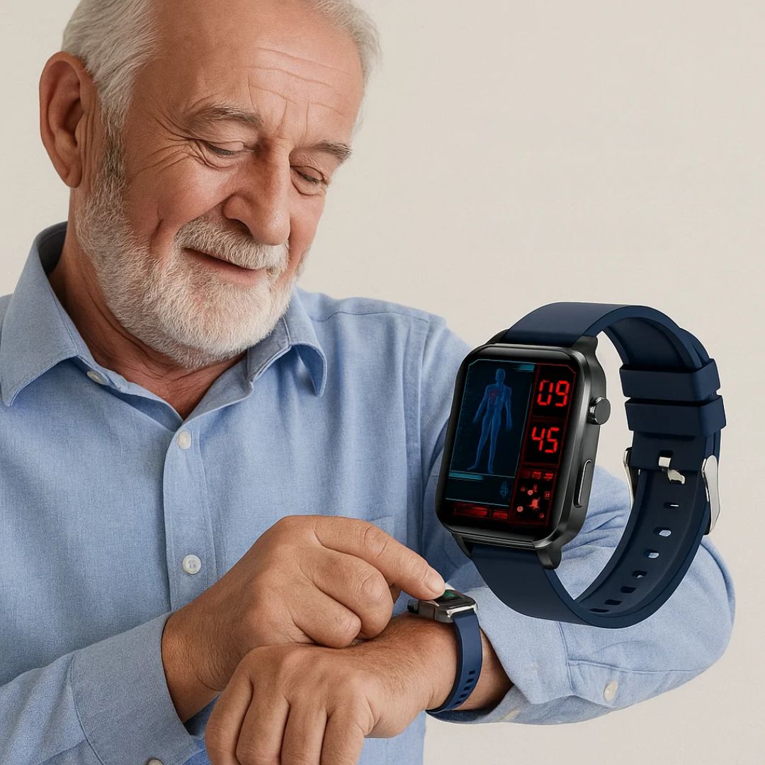 GlucoWell Ikke-invasivt sundheds-smartwatch med wellness-monitor og HD-skærm