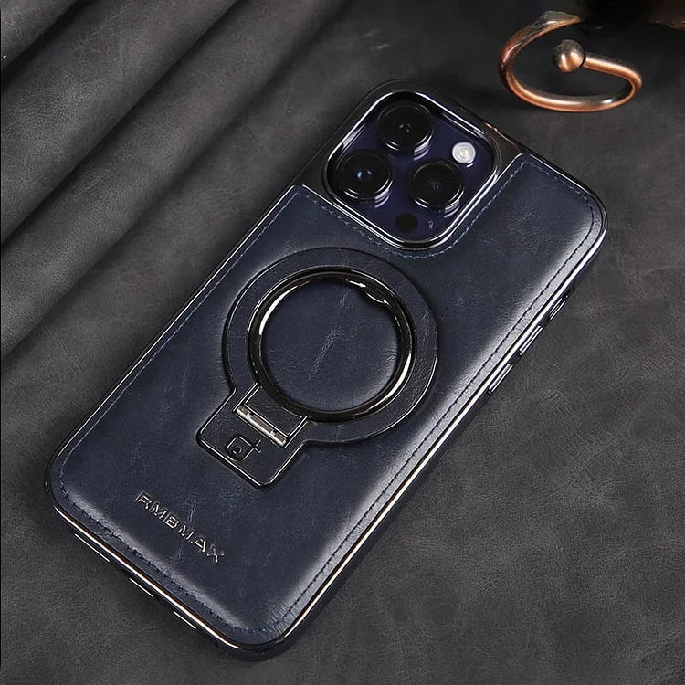 Pouzdro LuxeLeather na iPhone s kovovým stojánkem pro každodenní použití