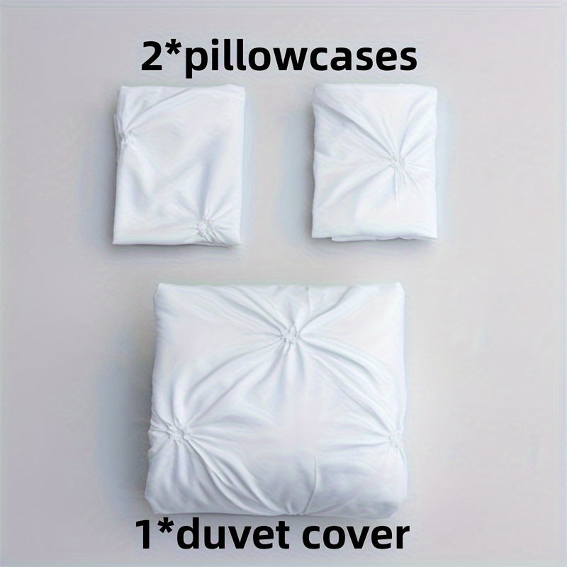 Softplea Pleated Comfort Duvet Cover Set 3 Piece Bedding