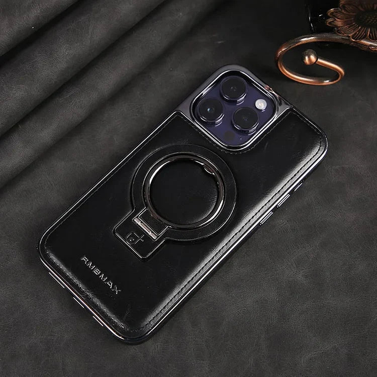 Pouzdro LuxeLeather na iPhone s kovovým stojánkem pro každodenní použití