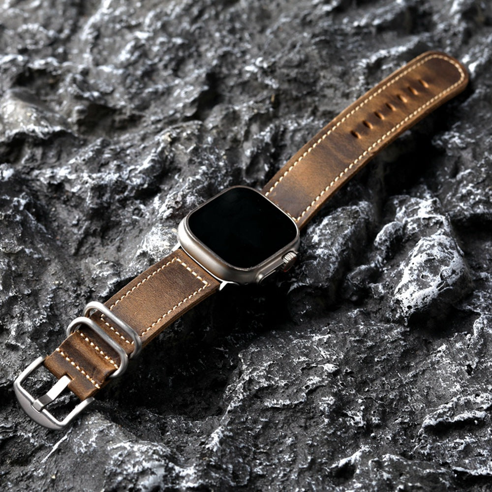 LuxeAnchor Handmade Vintage Leather Strap For Apple Watch