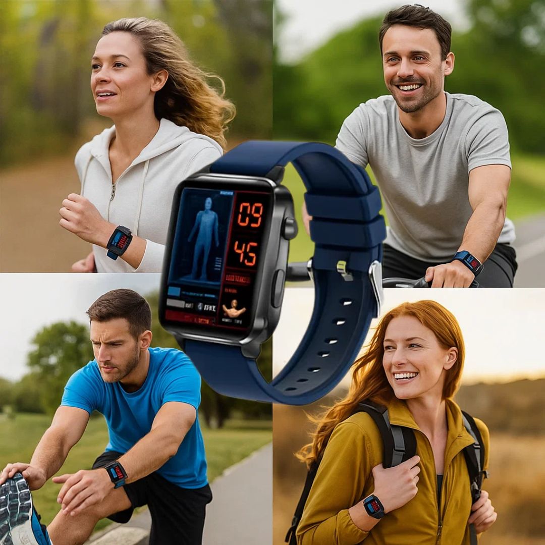 GlucoWell Ikke-invasivt sundheds-smartwatch med wellness-monitor og HD-skærm