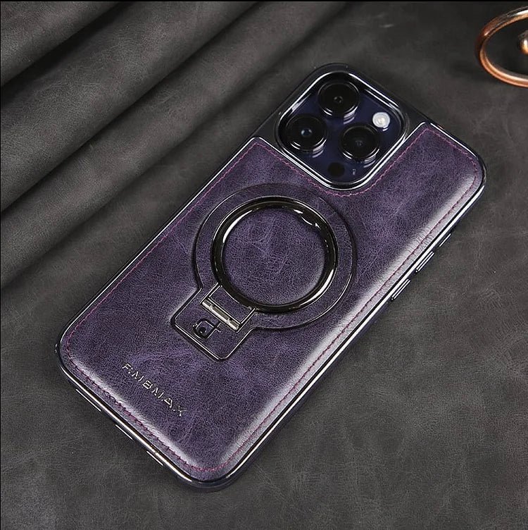 Pouzdro LuxeLeather na iPhone s kovovým stojánkem pro každodenní použití