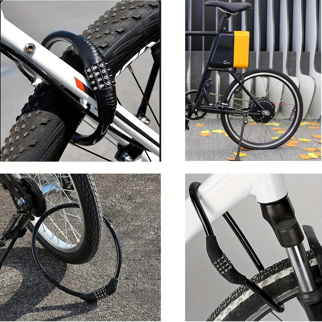 Zamek rowerowy BikeGuard ze stalowym kablem i 4-cyfrowym kodem do rowerów elektrycznych i szosowych