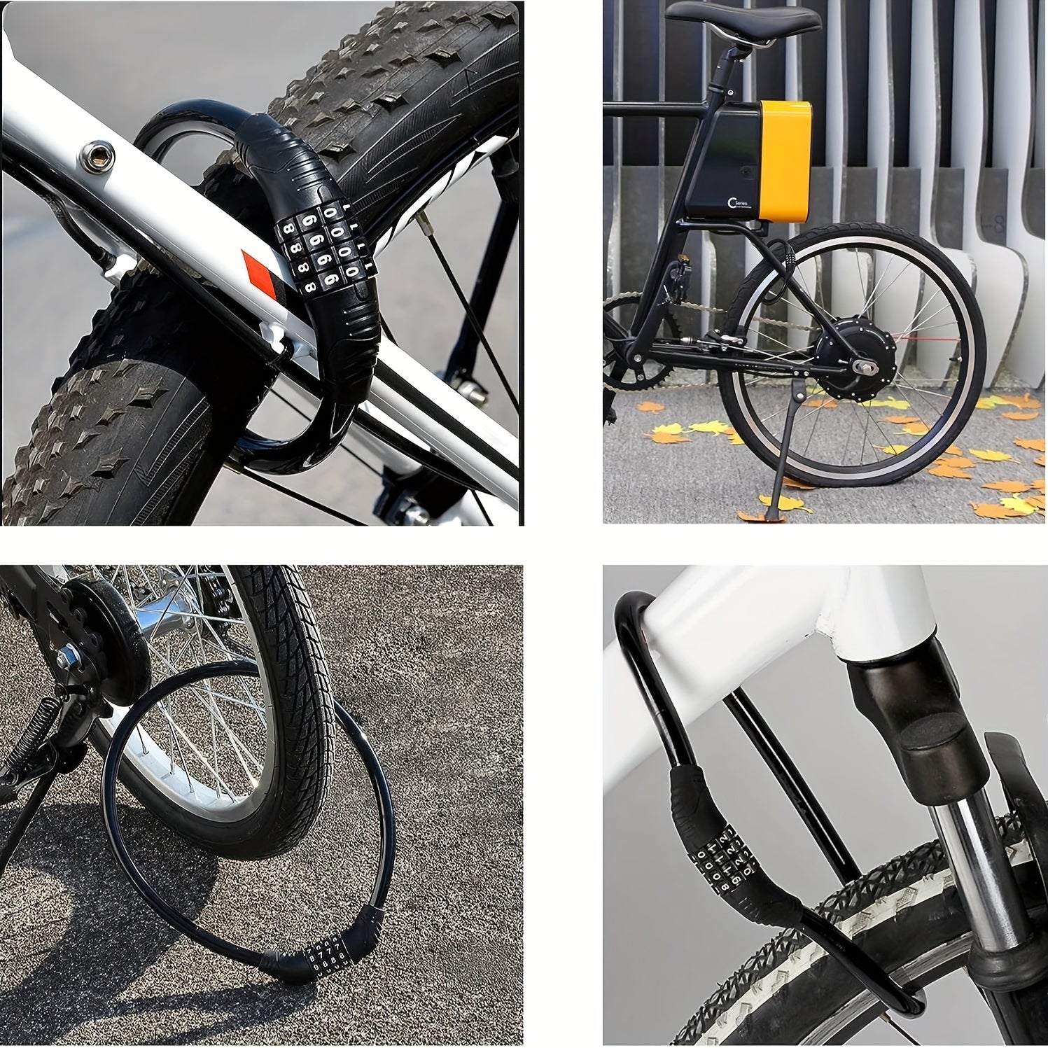 Zamek rowerowy BikeGuard ze stalowym kablem i 4-cyfrowym kodem do rowerów elektrycznych i szosowych