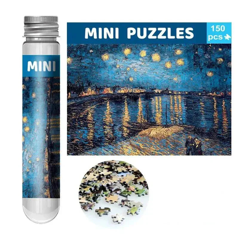 Rompecabezas Mini Tubo LuminaCraft de La Noche Estrellada de Van Gogh para Aficionados al Arte