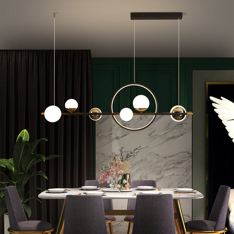 AuroraLine Lineaire Kroonluchter Met IJzeren Handgeblazen Glazen Driekleur Dimmer