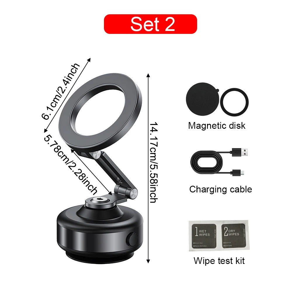 AeroGrip Magnetic Car Phone Holder With 360-Degree Mount And Vacuum Base