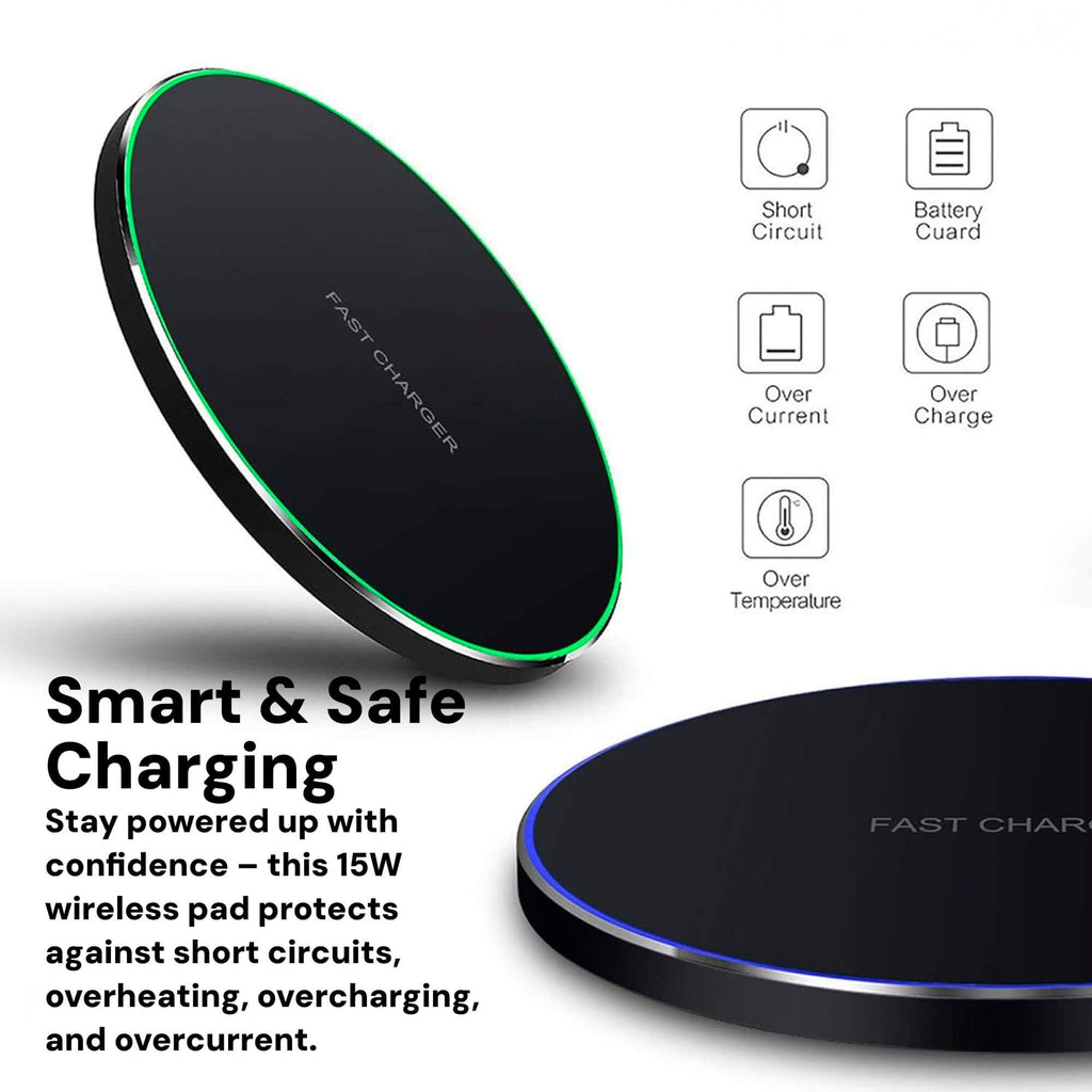 15W Pad do ładowania bezprzewodowego dla iPhone i Androida, elegancka ładowarka do domu i biura