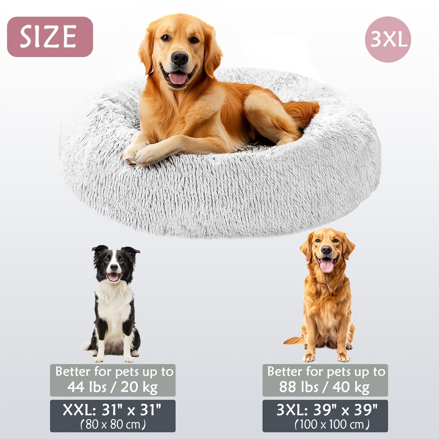 Hugafur Soft Faux Fur Donut Pet Bed For Dogs And Cats