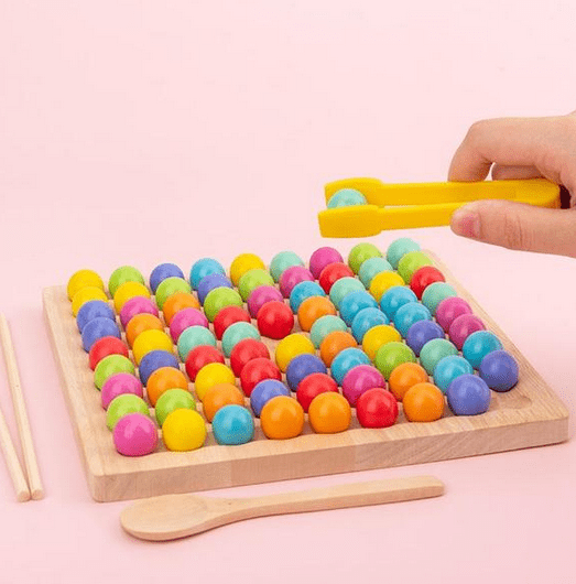HueCraft Montessori Holzperlen-Sortierspiel für Vorschulkinder Farb- und Zählspaß