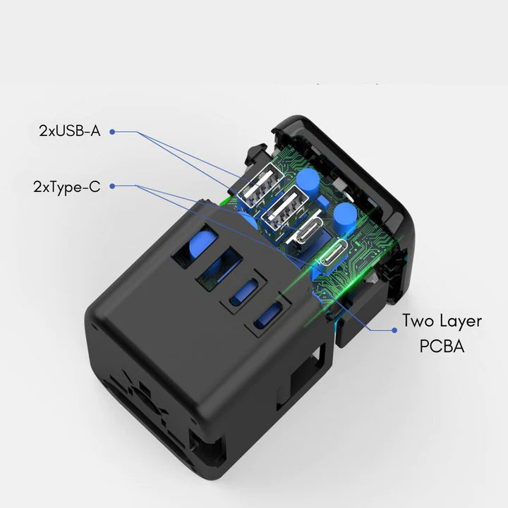 Globaler Reiseadapter 100V 220V für weltweiten Einsatz überall