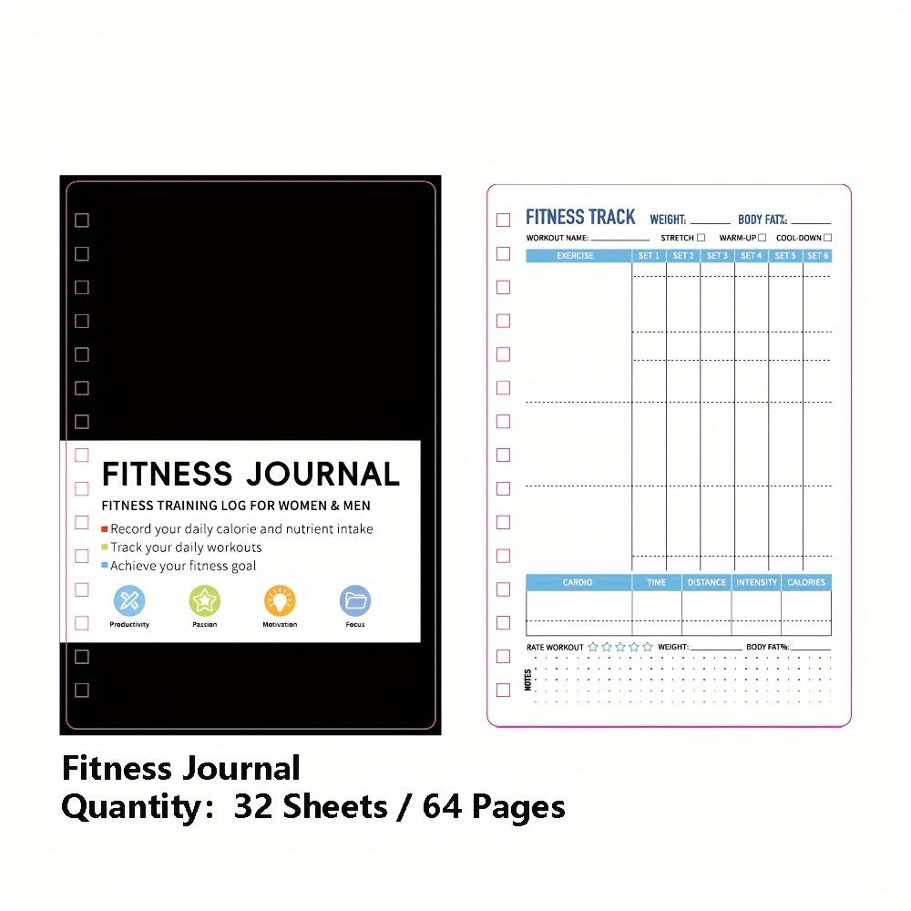 مخطط FitTrack Journal غير المؤرخ لتتبع التمارين والوجبات