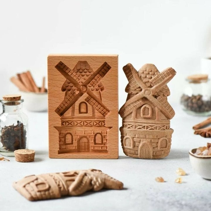 Engraved Wooden Cookie Molds With Pastry Stamps For Gingerbread And Biscuits