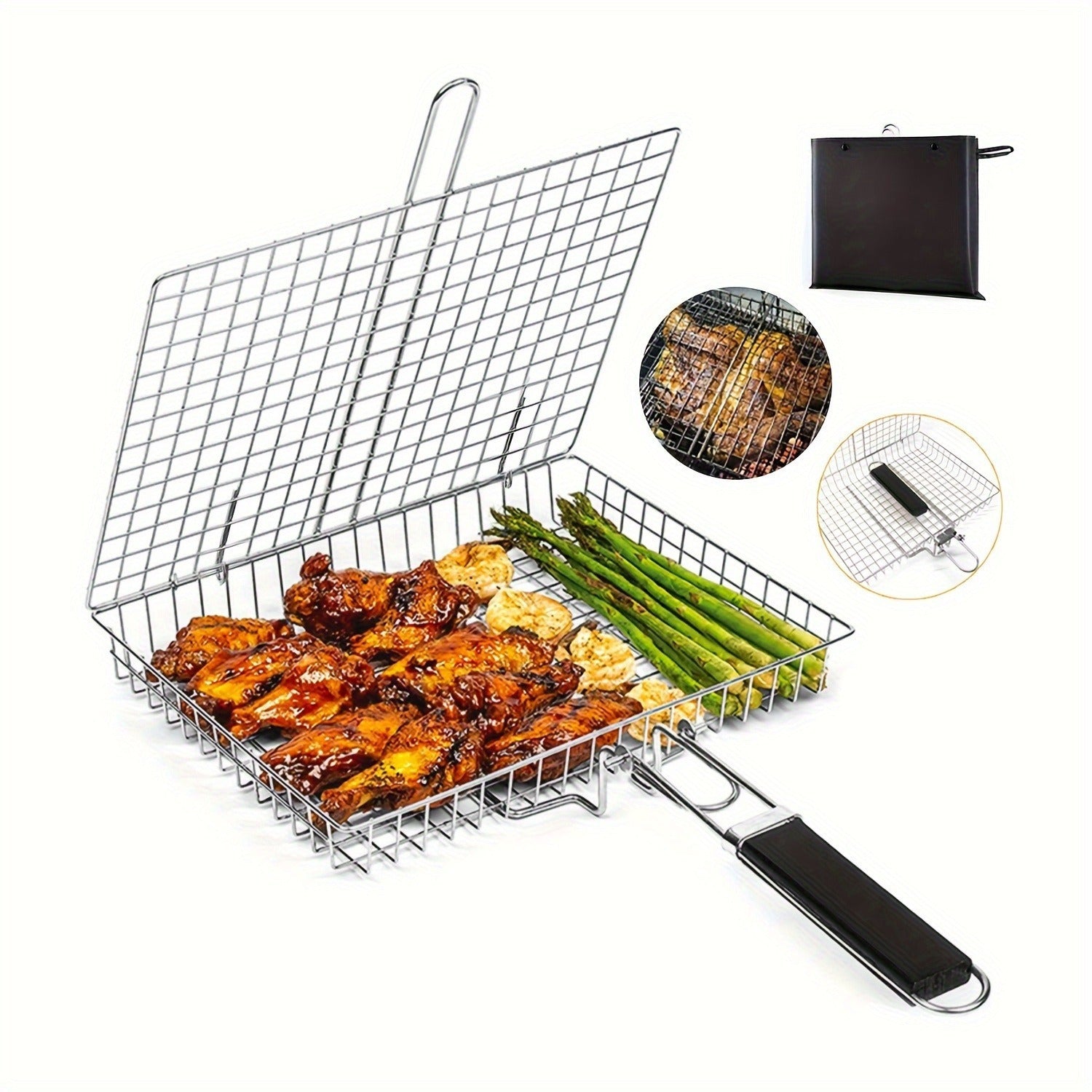 Flipbasket Gusseisen-Grillkorb für sicheres Wenden und gleichmäßiges Garen