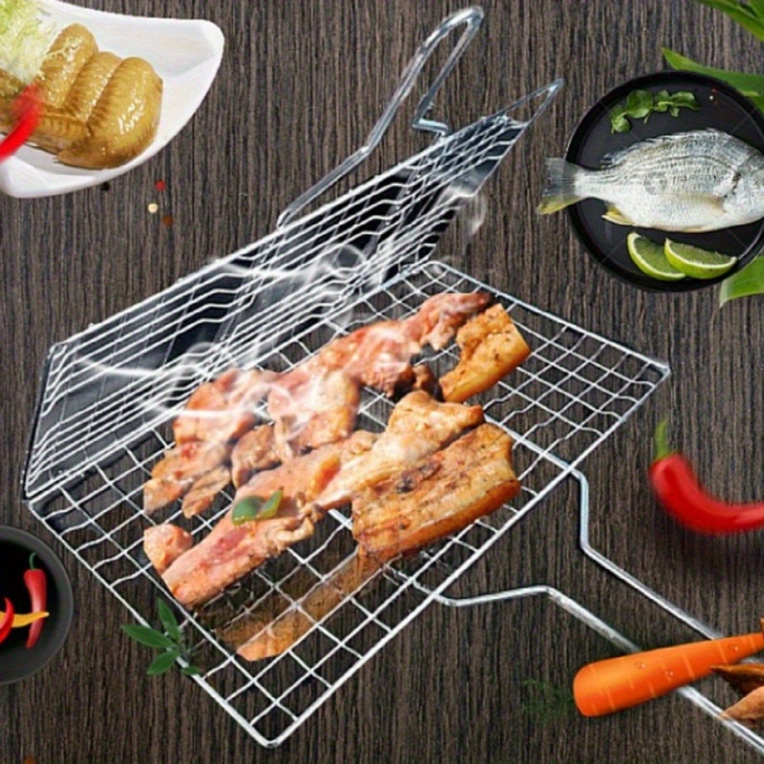 Flipbasket Gusseisen-Grillkorb für sicheres Wenden und gleichmäßiges Garen