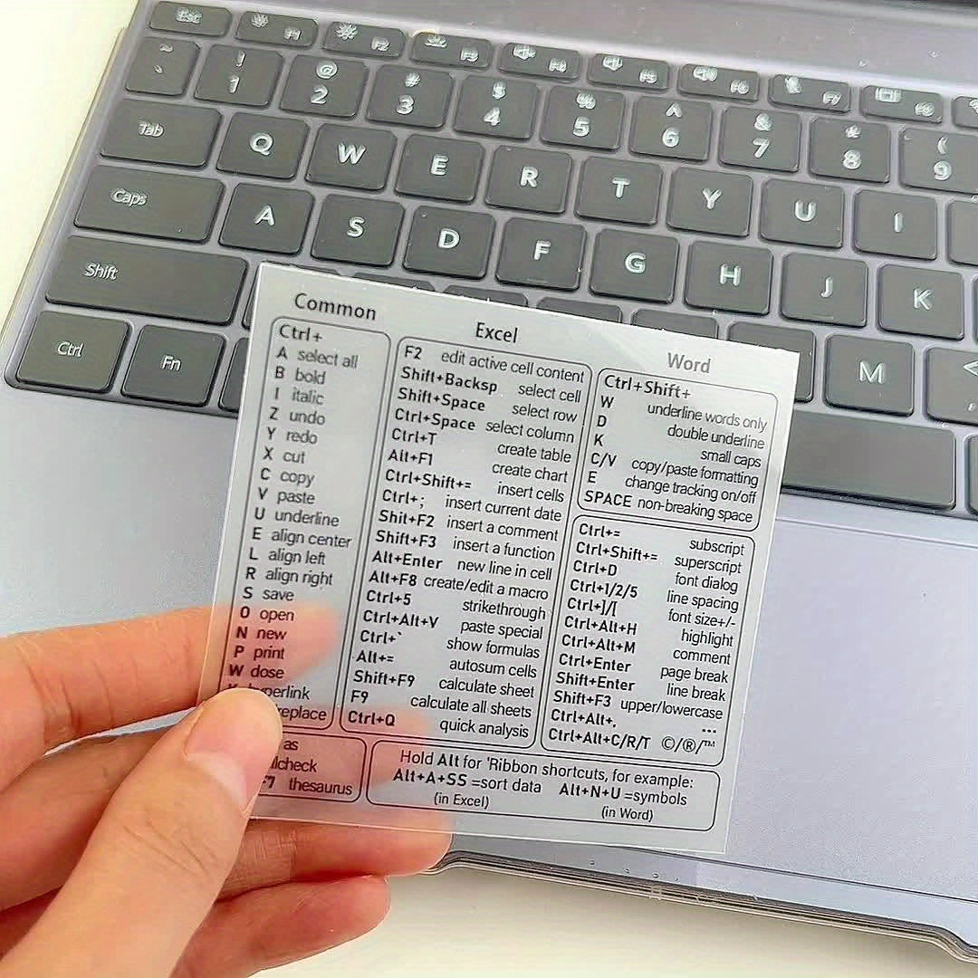 Przezroczysta nakładka PVC Keysmart do skrótów klawiaturowych w Excelu, Wordzie i Windows