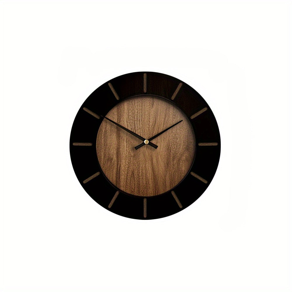Reloj de Pared Vintage Everwood con Acabado de Madera, Funcionamiento Silencioso