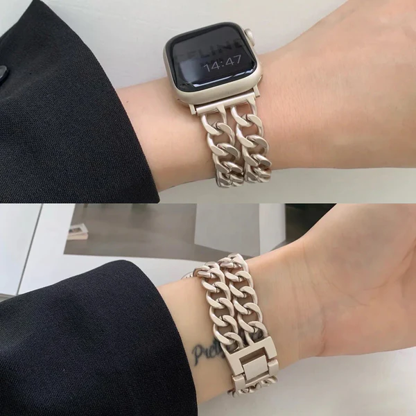 Cinturino a maglie in acciaio inox premium a due file per Apple Watch