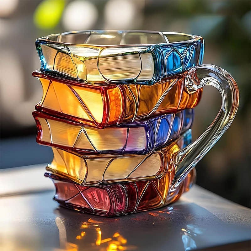 Hand-Painted 3D Book-Inspired Coffee Mug For Readers