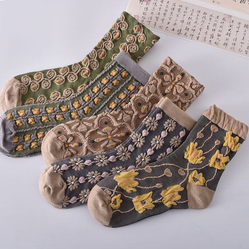 Women's Cotton Socks With Floral Pattern 10 Pack For Everyday Wear