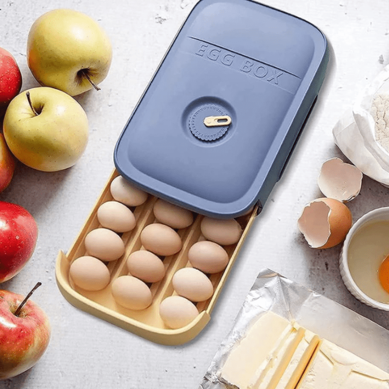 CoolNest Eierfach für 18 bis 20 Eier mit Frischeanzeige für effiziente Hobbyköche