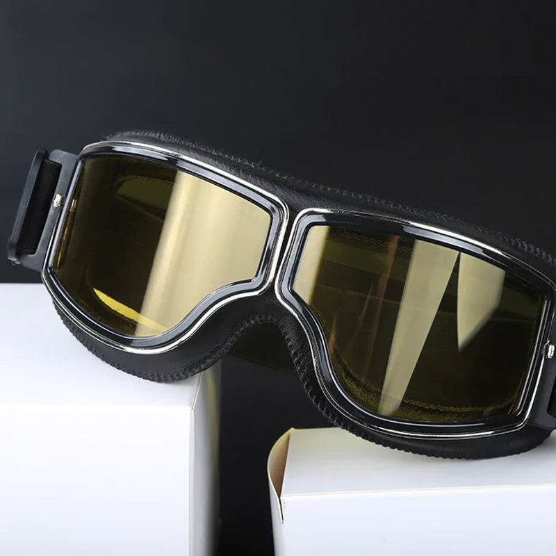 RoadRider Vintage Goggles With Interchangeable Lenses And Cushioned Comfort