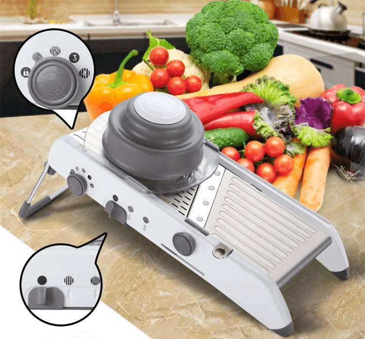 Kitchenwise 18-in-1 verstellbarer Mandolinenschneider aus Edelstahl