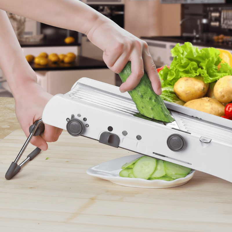 Kitchenwise 18-in-1 verstellbarer Mandolinenschneider aus Edelstahl