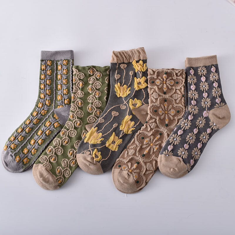 Women's Cotton Socks With Floral Pattern 10 Pack For Everyday Wear