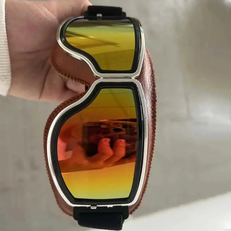 RoadRider Vintage Goggles With Interchangeable Lenses And Cushioned Comfort
